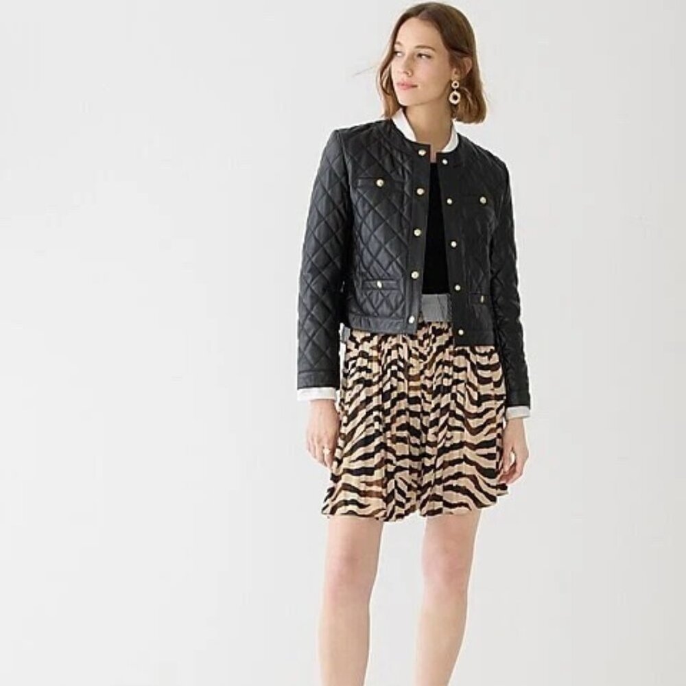 J. Crew Featherweight Satin Mini Skirt in Zebra Stripe Size 6 NWT - Picture 1 of 5